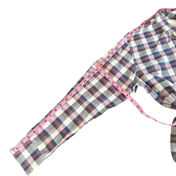 Billy Reid Plaid Check Long Sleeve Button Down Shirt Standard Fit Navy Medium - Picture 9 of 9